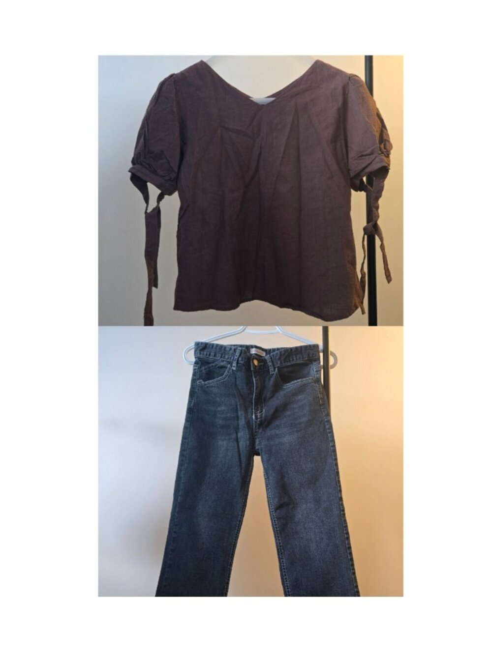 V neck blouse & Jeans Set